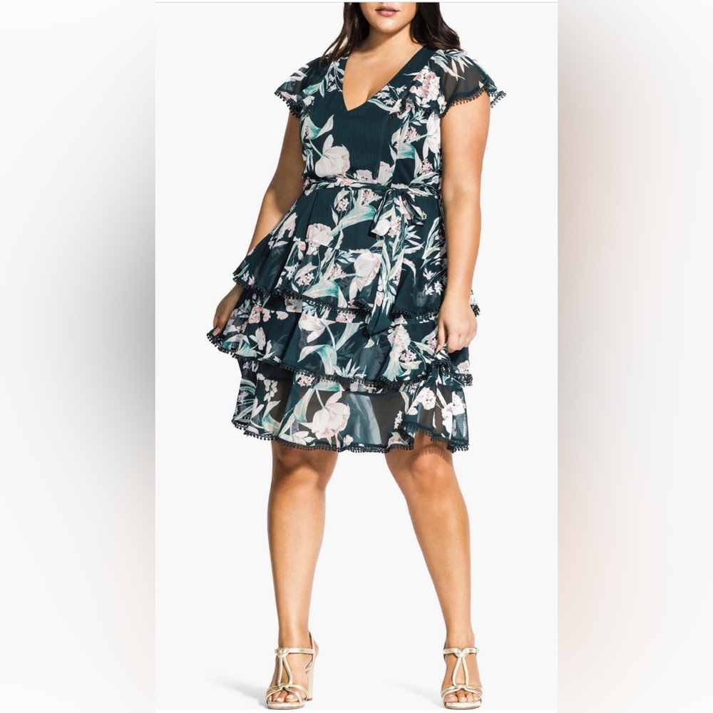 city chic green floral dress | Dresses | City Chic Fields Ruffle Sz 22 SIZES: XS